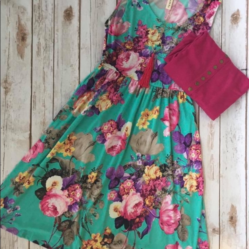 Turquoise Floral Dress